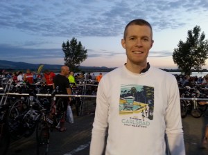 Me pretending to be calm while asking everybody in sight if they had a pump that would work for my fancy rental wheels.