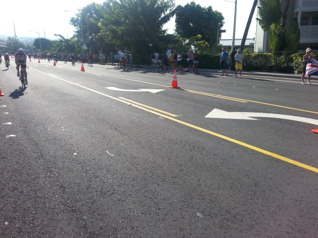 Early in the bike course. This is before getting on the Queen K.