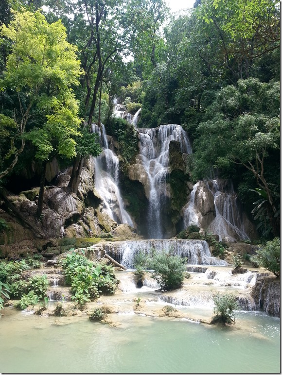 The top waterfall at Kuang Si.